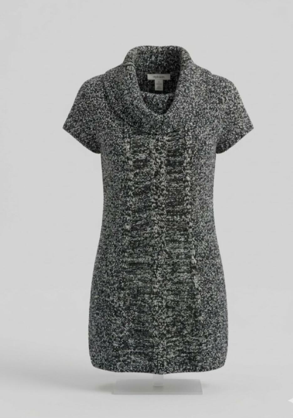 Style & Co Marled Cable Knit Sweater Tunic Dress CowlNeck Pockets M CozycoreFall